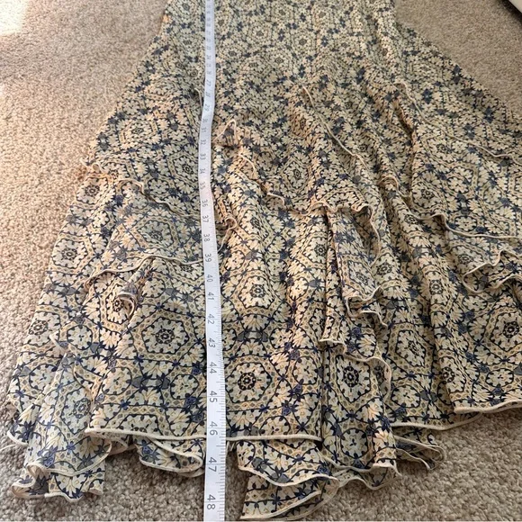 Amanda Lane Cream and Blue Floral Tiered Maxi Dress - Picture 8 of 8